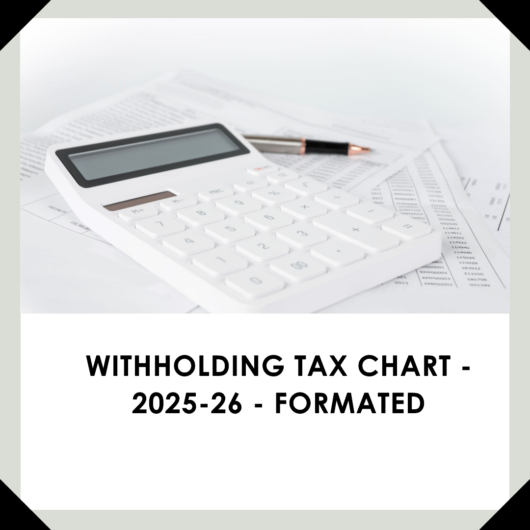 Withholding Tax Chart - 2025-26 